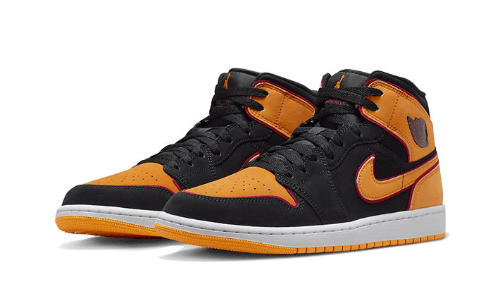 Air Jordan 1 Mid Fat Tongue Noir Orange