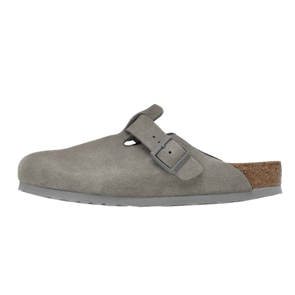 Birkenstock Boston Soft Footbed Suede Stone Coin