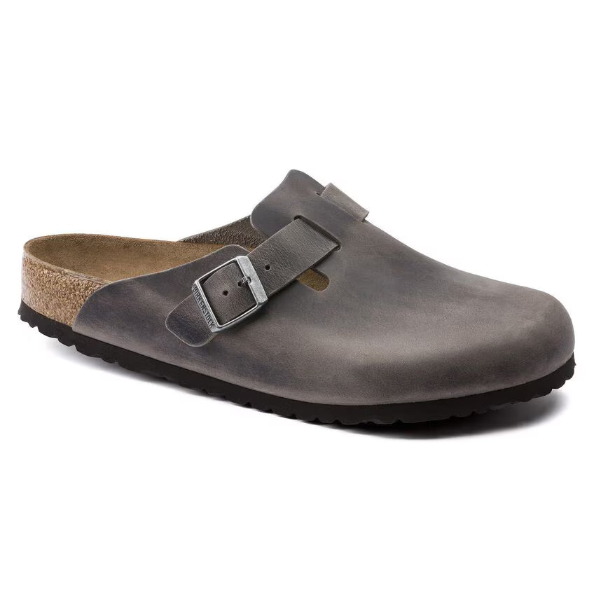 Birkenstock Boston Soft Footbed Oiled Leather Iron Grey