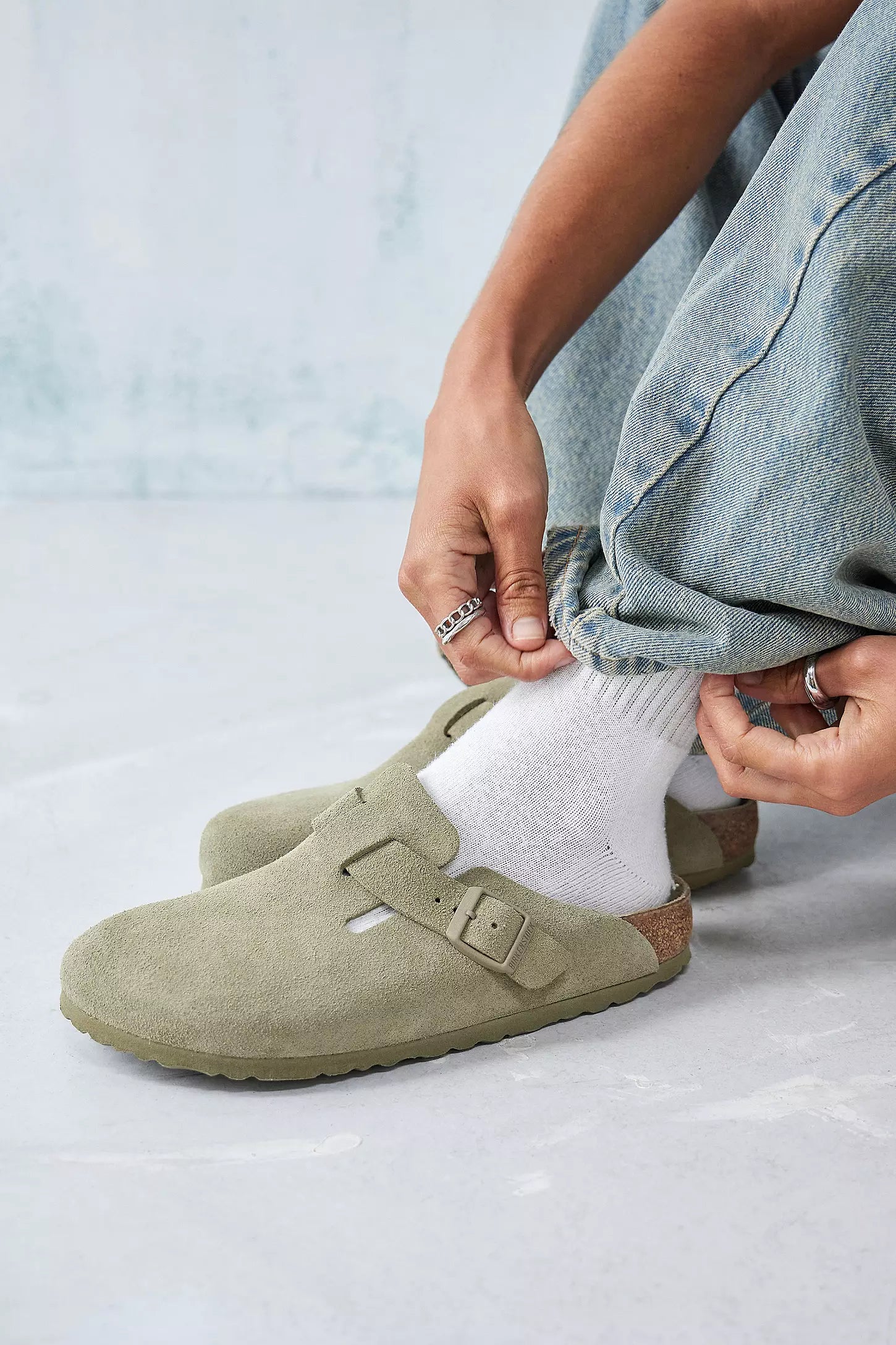 Birkenstock Boston Soft Footbed Suede Faded Khaki