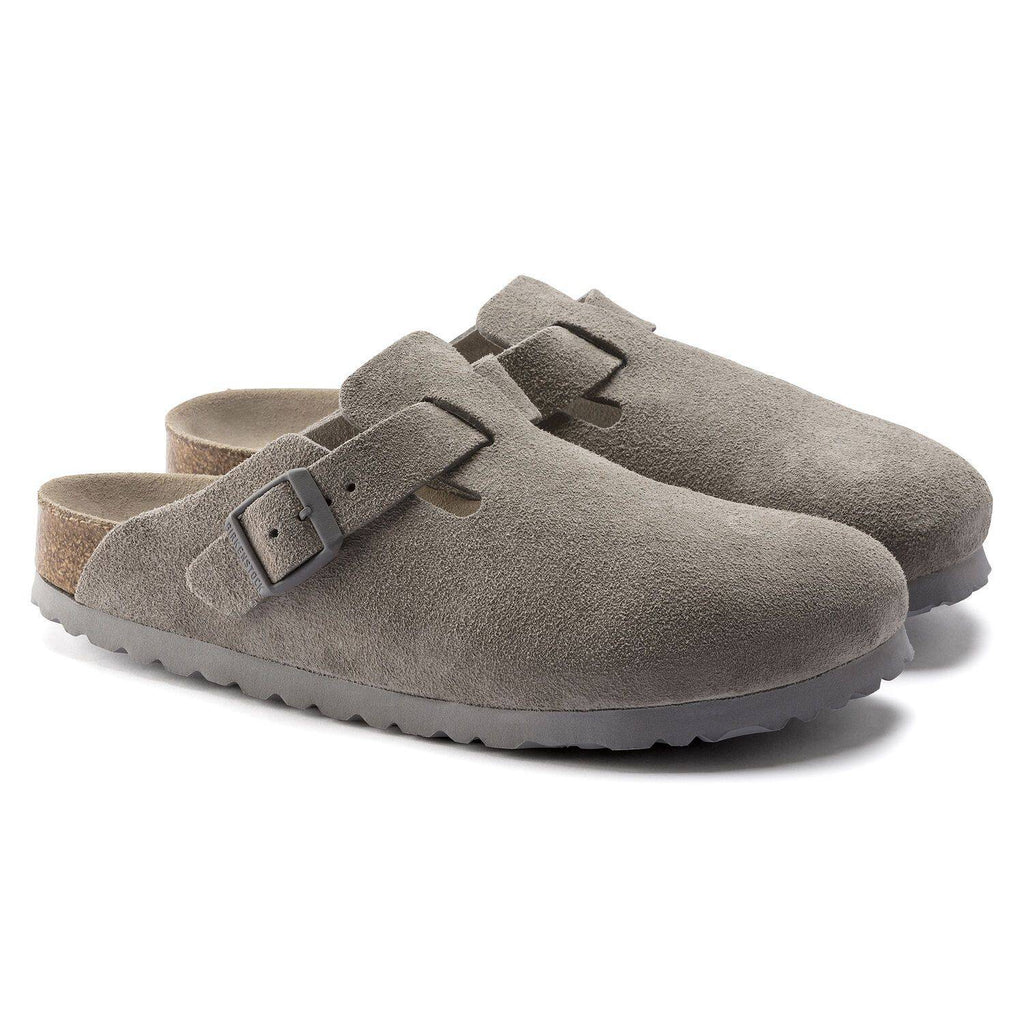 Birkenstock Boston Soft Footbed Suede Stone Coin