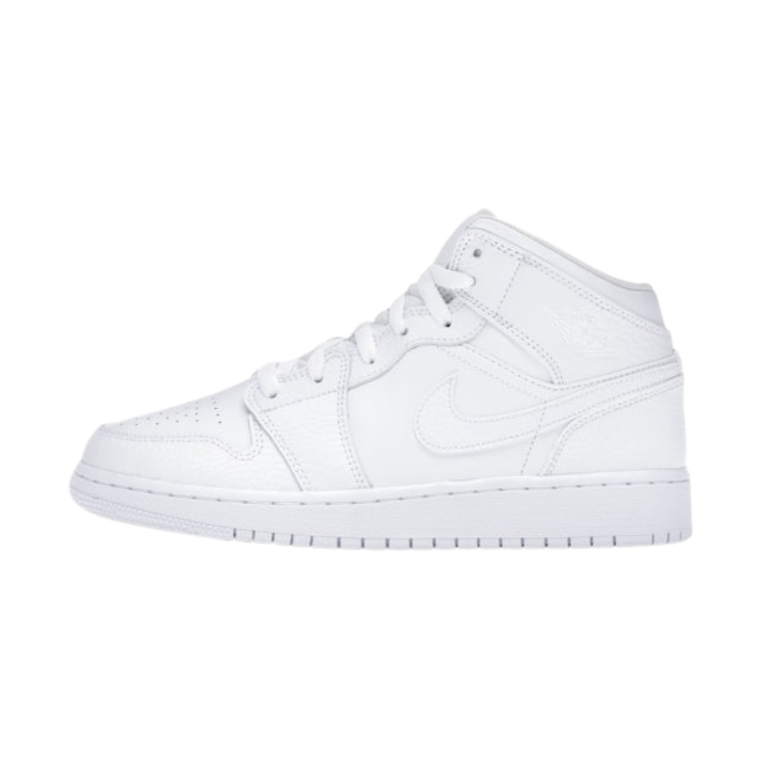 Air Jordan 1 Mid Triple White Tumbled Leather
