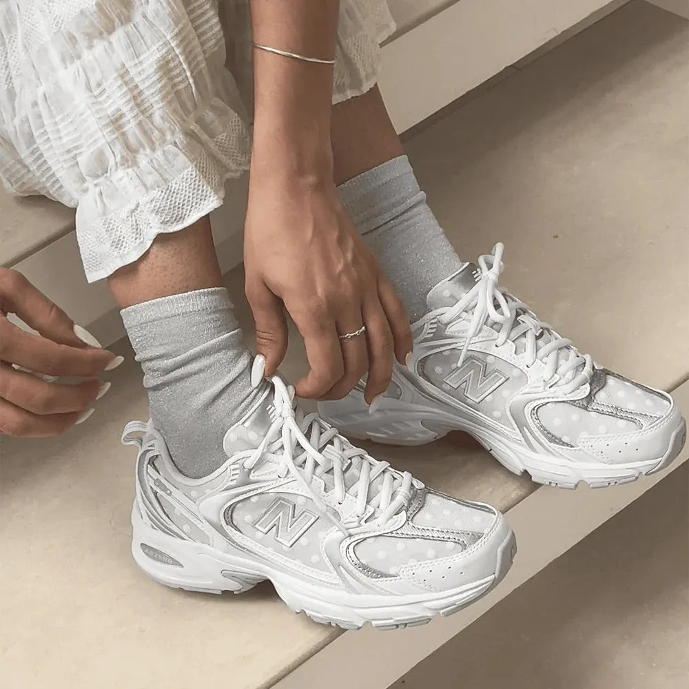 New Balance 530 Silver Metallic Raincloud Polka Dots