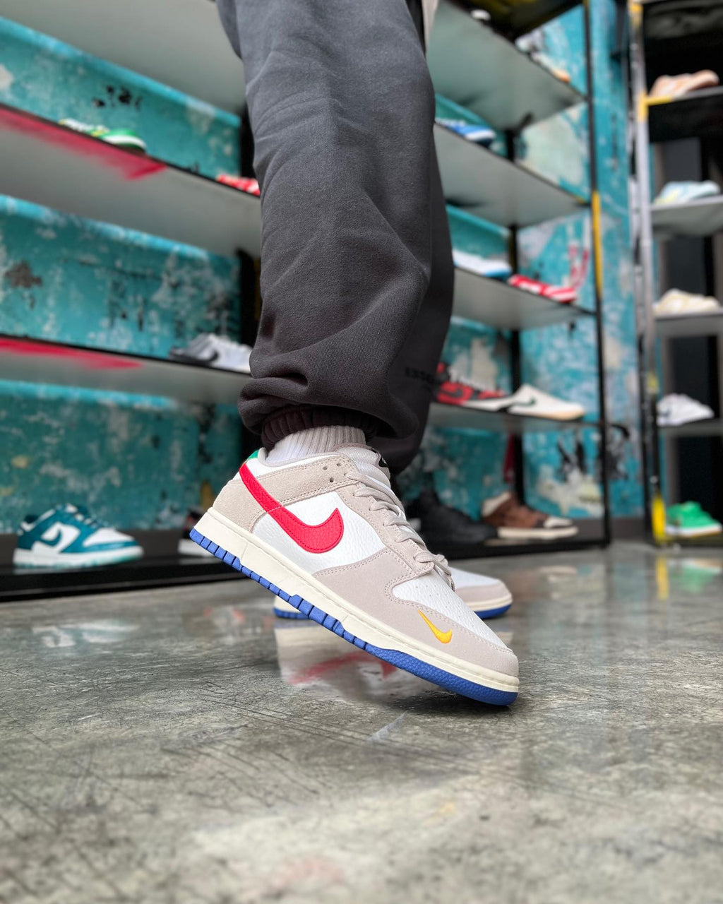 Nike Dunk Low Light Iron Ore Red Blue