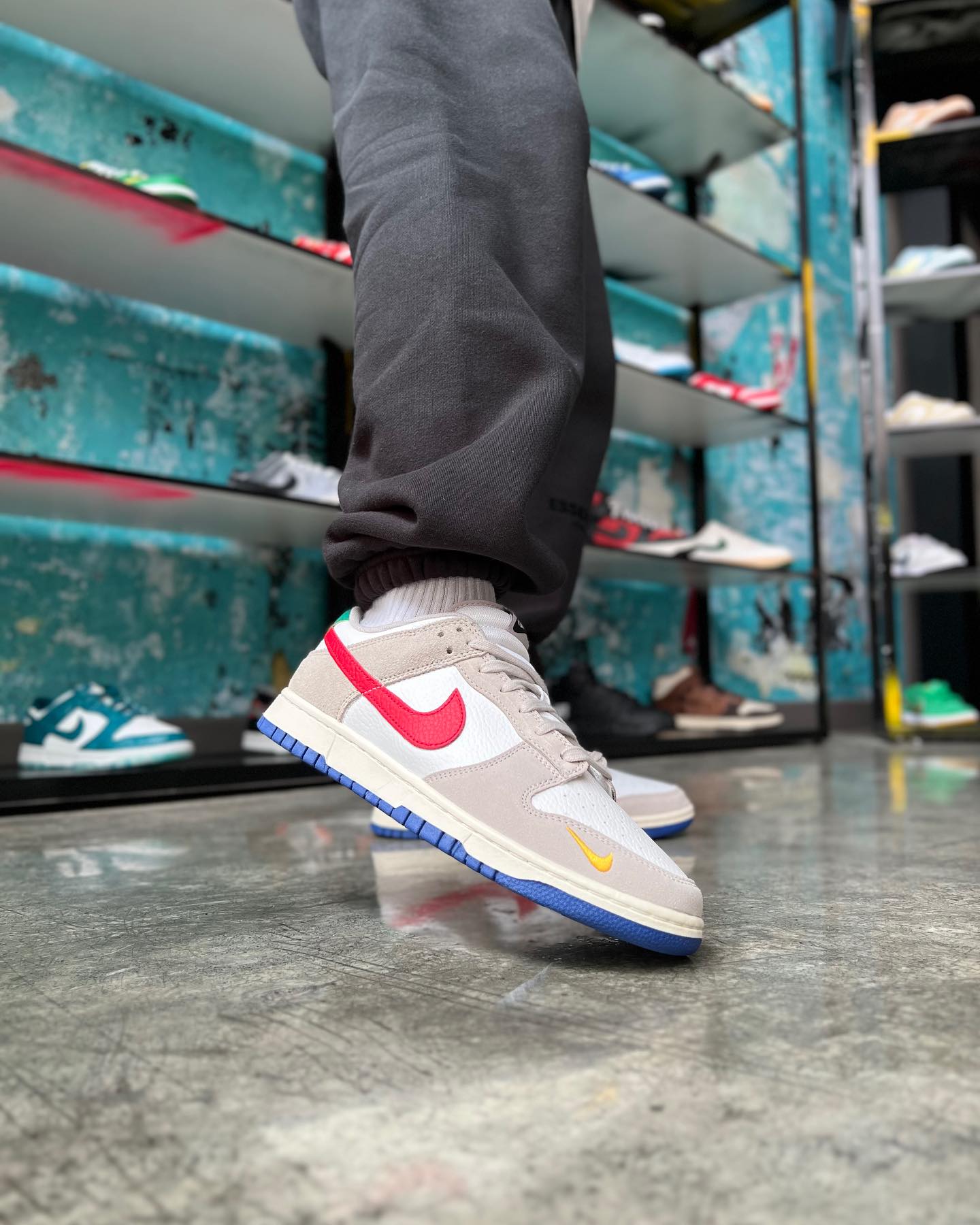 Nike Dunk Low Light Iron Ore Red Blue