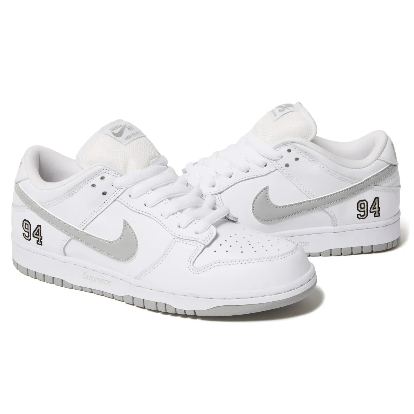 Nike SB Dunk Low Supreme 94 White Metallic Silver