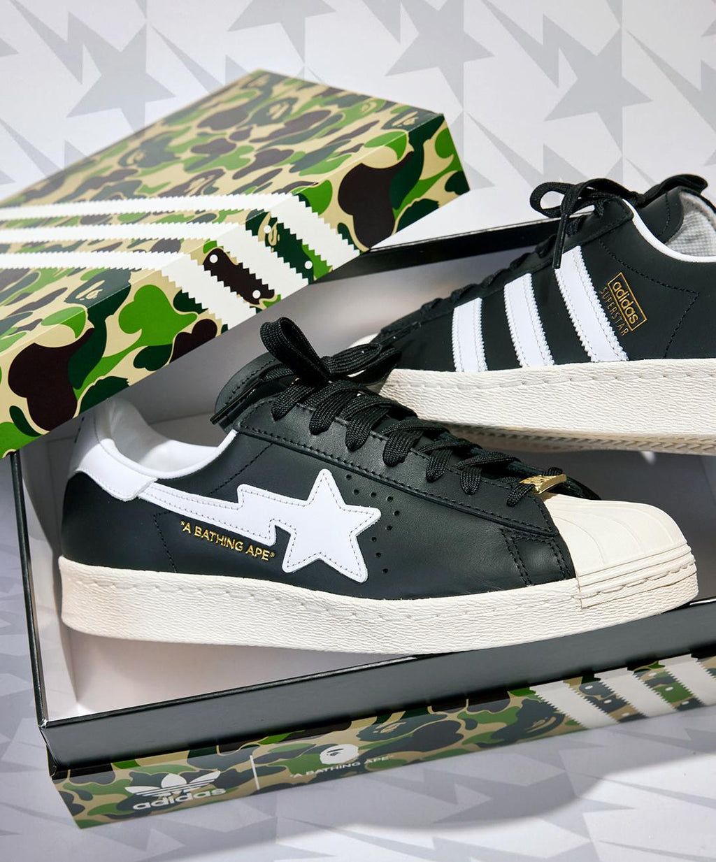 adidas Superstar 80s Bape Black White Gold (2022)