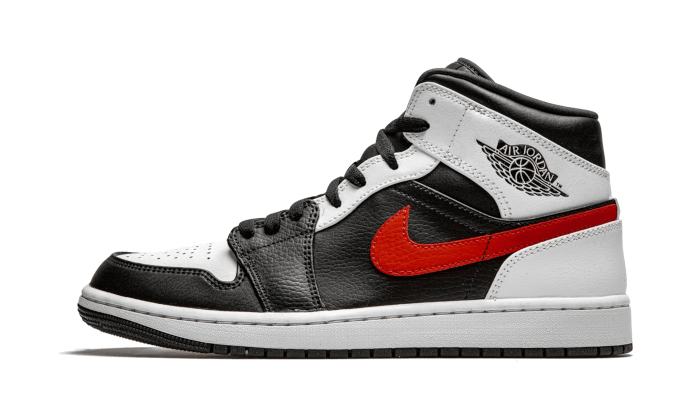 Air Jordan 1 Mid Noir Rouge Chili Blanc