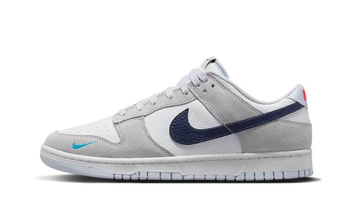 Nike Dunk Low White Gray Navy Aqua Mini Swoosh
